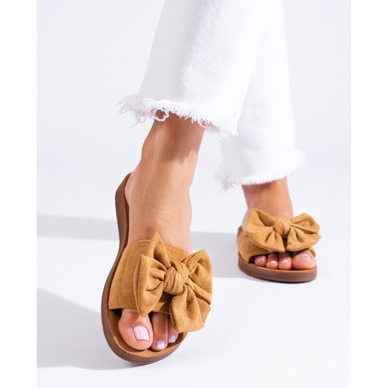 Sandalias de mujer marrones con lazo Shelovet marrón 1