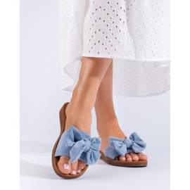 Pantuflas lazo mujer Shelovet azul 1