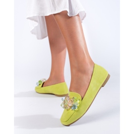 Mocasines en ante verde con cristales de Shelovet 1