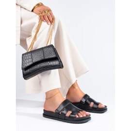 Pantuflas de mujer negras sobre una gruesa plataforma Shelovet negro 1