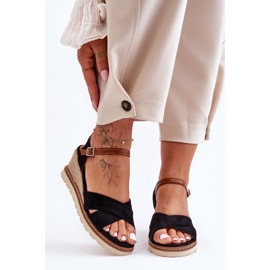 Sandalias De Cuña De Ante Ligero Negro Celine 1