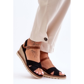 Sandalias De Cuña De Ante Ligero Negro Celine 6
