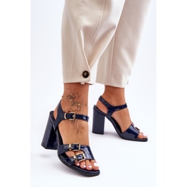 S. BARSKI Sandalias Tacón Lacado S.Barski 80-3 Azul Marino 2