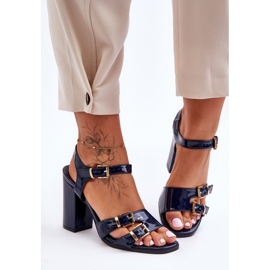 S. BARSKI Sandalias Tacón Lacado S.Barski 80-3 Azul Marino 1