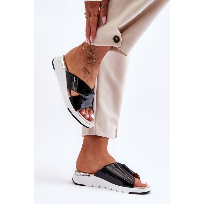 Pantuflas Cuña Baja Lacado S.Barski AL22469 Negro 2