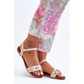 Sandalias Clásicas Mujer Con Adornos S.Barski SS27-79 Beige negro 4