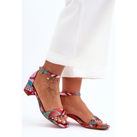 Sandalias De Tacón Alto De Satén Estampado Mezcla De Rosas ¡Inspírame! multicolor 5