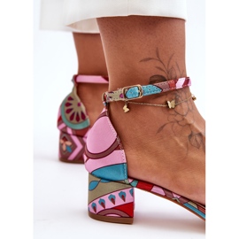 Sandalias De Tacón Alto De Satén Estampado Mezcla De Rosas ¡Inspírame! multicolor 4