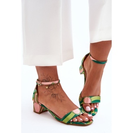 Sandalias De Tacón Alto De Satén Estampado Mezcla Verde ¡Inspírame! multicolor 1