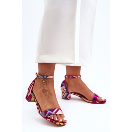 FS1 Sandalias De Tacón Alto De Satén Estampado Red Mix ¡Inspírame! multicolor 2