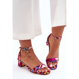 FS1 Sandalias De Tacón Alto De Satén Estampado Red Mix ¡Inspírame! multicolor 3