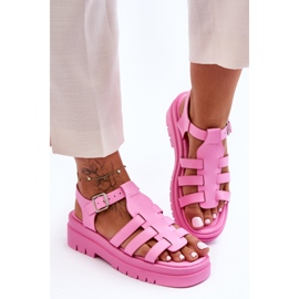 FS1 Sandalias Planas De Piel Con Tiras Diosa Rosa rosado 1