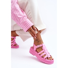 FS1 Sandalias Planas De Piel Con Tiras Diosa Rosa rosado 3