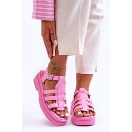 FS1 Sandalias Planas De Piel Con Tiras Diosa Rosa rosado 5