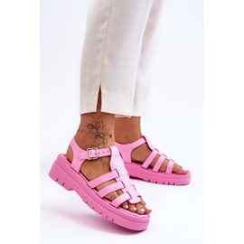 FS1 Sandalias Planas De Piel Con Tiras Diosa Rosa rosado 6