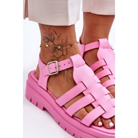 FS1 Sandalias Planas De Piel Con Tiras Diosa Rosa 2