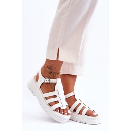 Sandalias Planas De Piel Con Rayas Diosa Blancas blanco 4