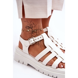 Sandalias Planas De Piel Con Rayas Diosa Blancas blanco 3
