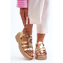 Sandalias Planas De Piel Con Tiras Diosa Doradas dorado 1