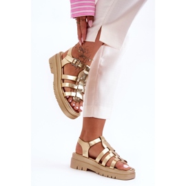 Sandalias Planas De Piel Con Tiras Diosa Doradas dorado 4