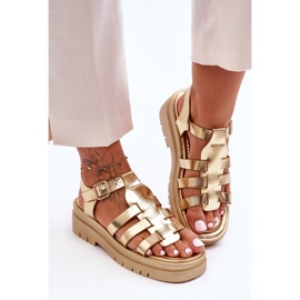 Sandalias Planas De Piel Con Tiras Diosa Doradas dorado 3