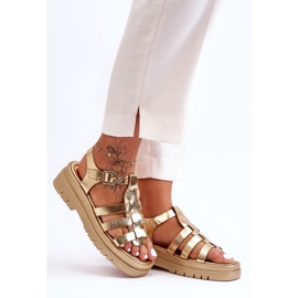 Sandalias Planas De Piel Con Tiras Diosa Doradas dorado 6
