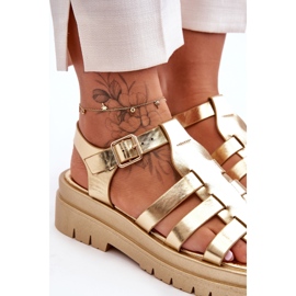 Sandalias Planas De Piel Con Tiras Diosa Doradas dorado 5