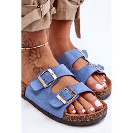 PM1 Sandalias sin cordones Cortina azul para mujer 2