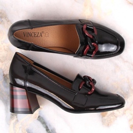 Vinceza W JAN232A Zapatos lacados en negro con tacón decorativo 6