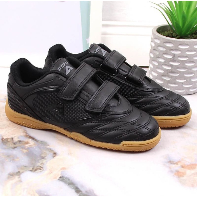 News American Club Jr. AM913 zapatillas de interior negras con velcro negro 2