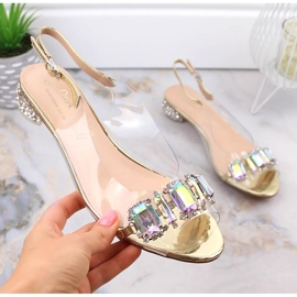 Sandalias planas doradas transparentes con circonitas S.Barski MR1037-11 dorado 3