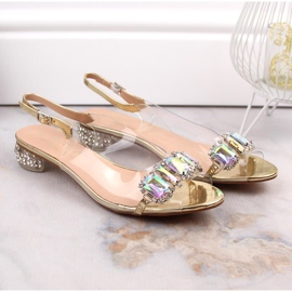 Sandalias planas doradas transparentes con circonitas S.Barski MR1037-11 dorado 4