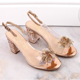 Sandalias mujer transparente con circonitas oro rosa S.Barski MR1037-18 dorado 3
