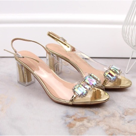 Sandalias de mujer transparentes sobre poste dorado con circonitas S.Barski MR1037-42 4