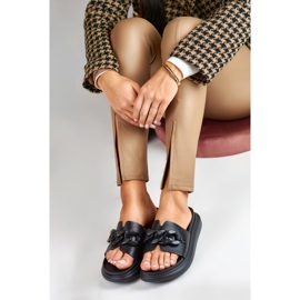 La.Fi Chanclas negras con cadena negro 4