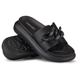 La.Fi Chanclas negras con cadena negro 7