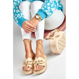 La.Fi Chanclas beige con cadena 1