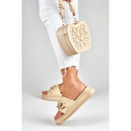 La.Fi Chanclas beige con cadena 4