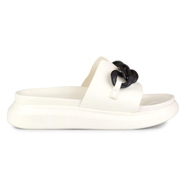 La.Fi Chanclas blancas con cadena negra blanco 5