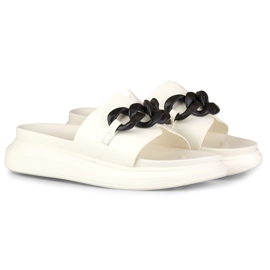 La.Fi Chanclas blancas con cadena negra blanco 7