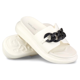 La.Fi Chanclas blancas con cadena negra blanco 8