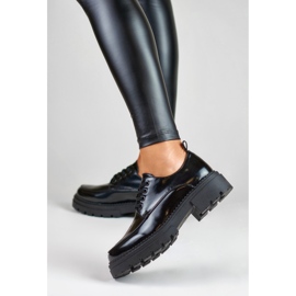 La.Fi Zapatos de cordones lacados en negro 4