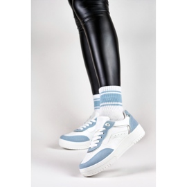 Deportivas mujer blancas y azules blanco 5