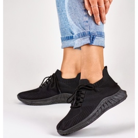 Deportivas negras sin cordones para mujer negro 5