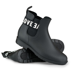 Botas de lluvia de mujer Love White en negro mate 4