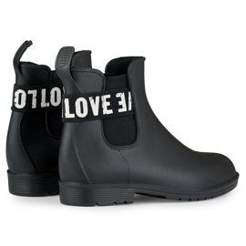 Botas de lluvia de mujer Love White en negro mate 5