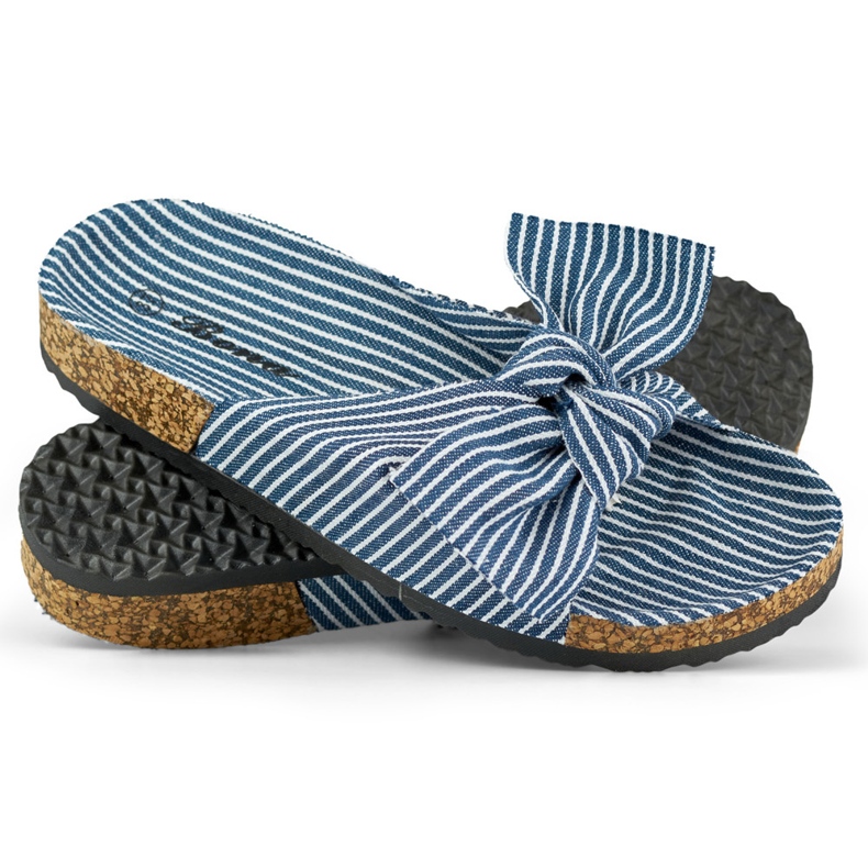 Chanclas de mujer vaqueras con lazo azul 2 Chanclas de mujer vaqueras con lazo azul 2