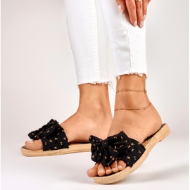 Pantuflas negras de señora con lazo negro 6