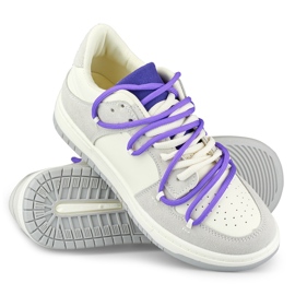 Deportivas de mujer con cordones morados blanco 1