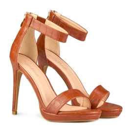 Sandalias mujer tacón caramelo marrón 7